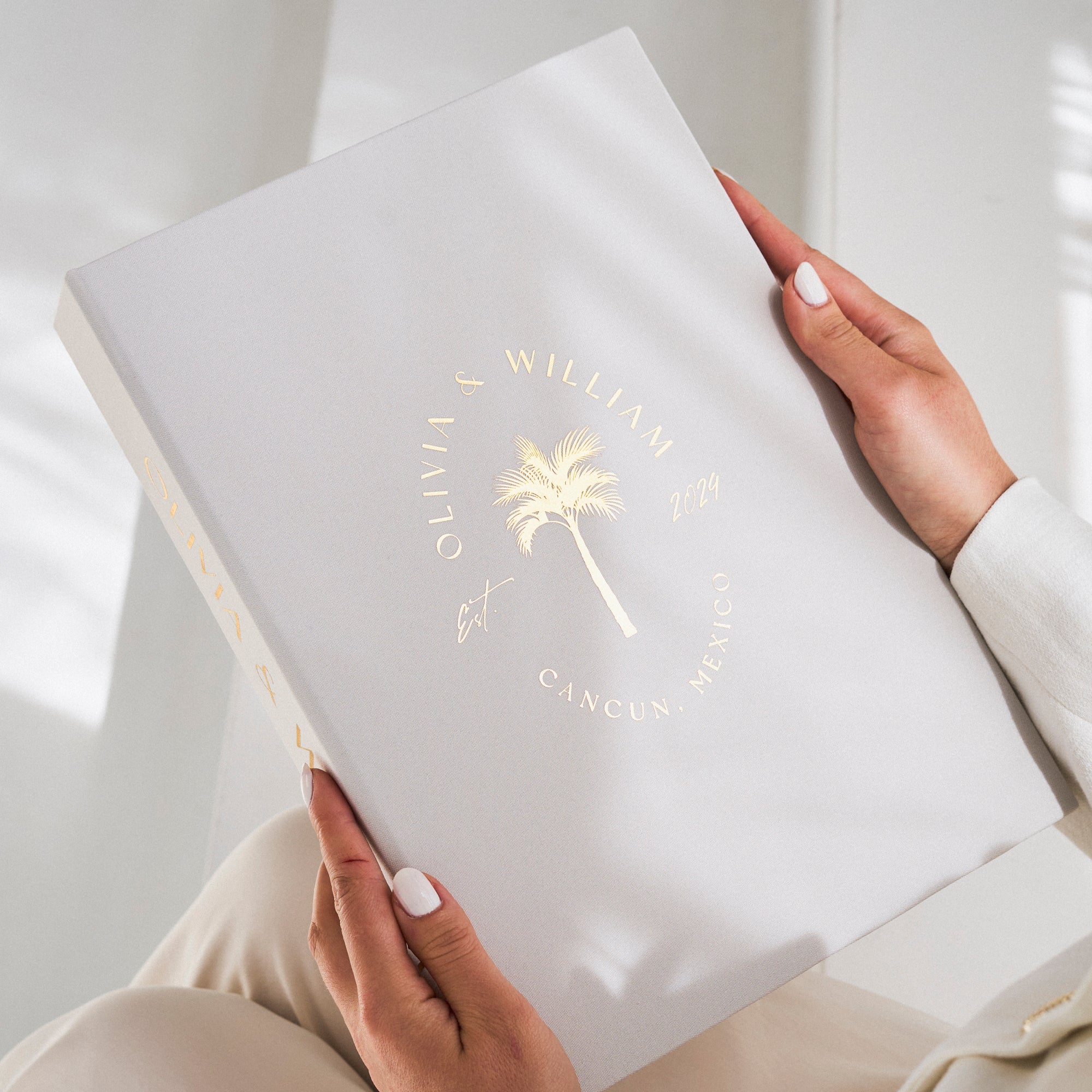 Light Gray + Real Gold | Guest Book | Beach Wedding