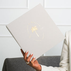 Light Gray + Real Gold | Guest Book | Beach Wedding