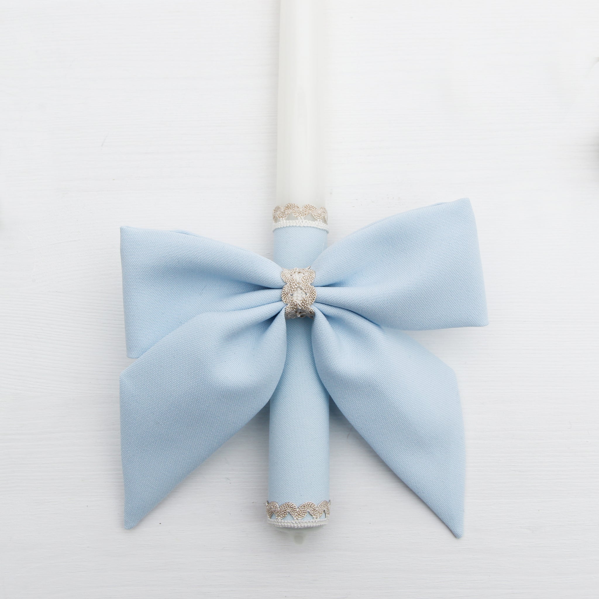 Candle Decoration Baptism Candle Deco Communion Decoration Light Blue Color, Christening Confirmation - Liumy 