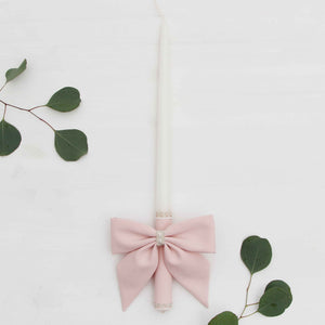 Candle Decoration Baptism Candle Deco Communion Decoration Pink Color, Christening Confirmation - Liumy 