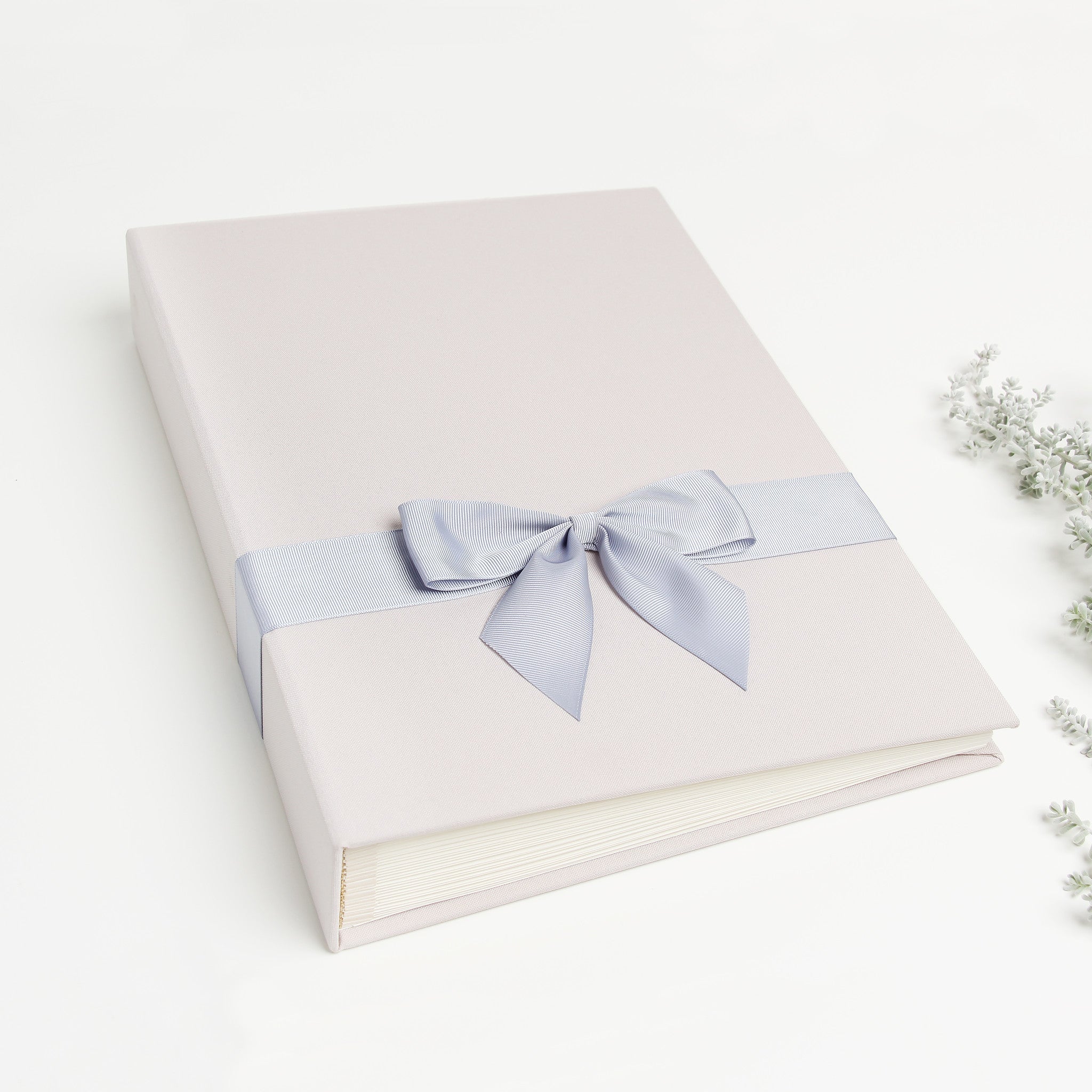 Photo Wedding Guest Book Album Cream Ribbon with Personalised first Page by Liumy - Liumy 